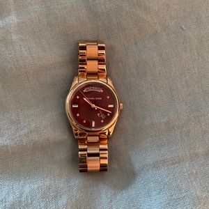 Michael Kors Rose Gold Watch with deep red face